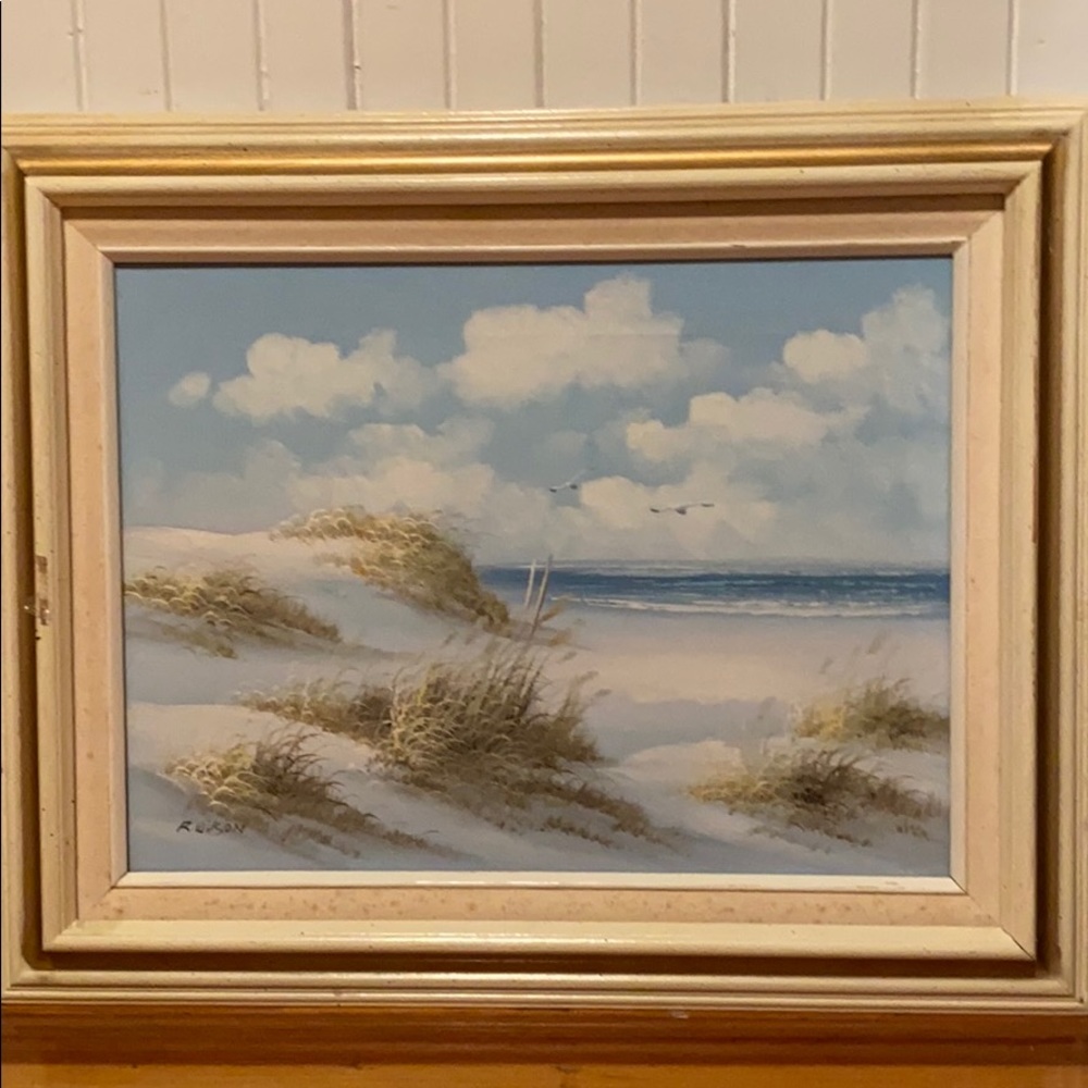 R Wilson beachscape painting on canvas